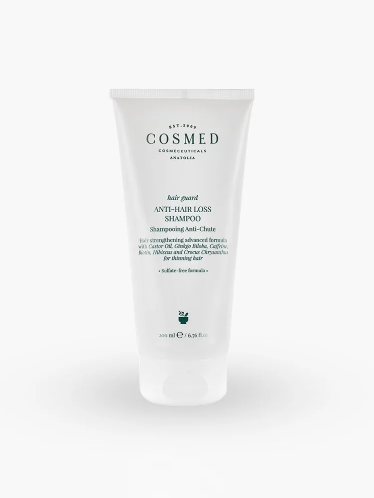 COSMED HAIR GUARD ANTI-HAIR LOSS SHAMPOO Шампунь от выпадения волос бессульфатный для волос укрепляющий, защитный с кофеином и биотином