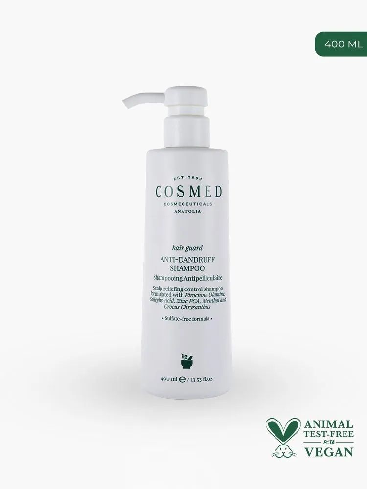 COSMED HAIR GUARD ANTI-DANDRUFF Шампунь без сульфатов и солей, очищающий от перхоти с салициловой кислотой и ментолом с пироктон оламином и цинком