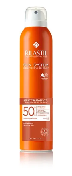 Риластил Солнцезащитный спрей для чувствительной кожи тела SPF 50 Ультра лёгкий прозрачный Rilastil SUN SYSTEM Риластил Солнцезащитный спрей для чувствительной кожи тела SPF 50 Ультра лёгкий прозрачный Rilastil SUN SYSTEM