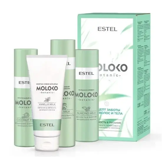 ESTEL Moloko botanic Набор Мягкость и питание для волос и тела. Рецепт заботы. Рисовое, кокосовое и ванильное молоко.
