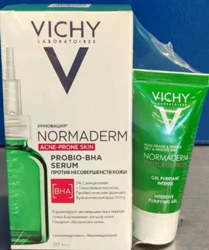 Набор для проблемной кожи VICHY NORMADERM, Сыворотка пробиотическая 30мл и Гель для умывания Phytosoluti 15мл