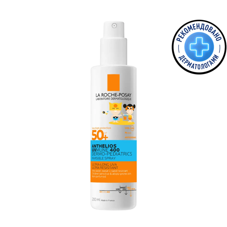 Anthelios Dermo-pediatrics Спрей для детей солнцезащитный SPF 50 PPD 27 UVMUNE 400 La Roche-posay