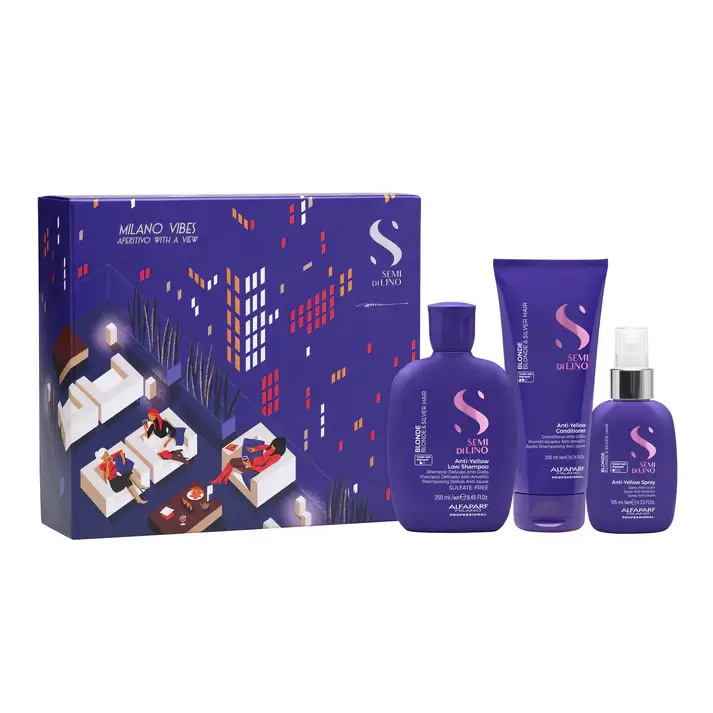 Alfaparf Milano Professional Набор антижелтый для светлых обесцвеченных и седых волос SDL HOLIDAY KIT BLOND