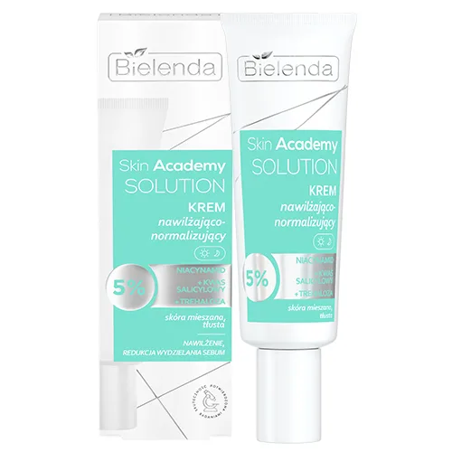 Увлажняющий и нормализующий крем (5% наицинамид, салициловая кислота, трегалоза) Bielenda Skin Academy Solution