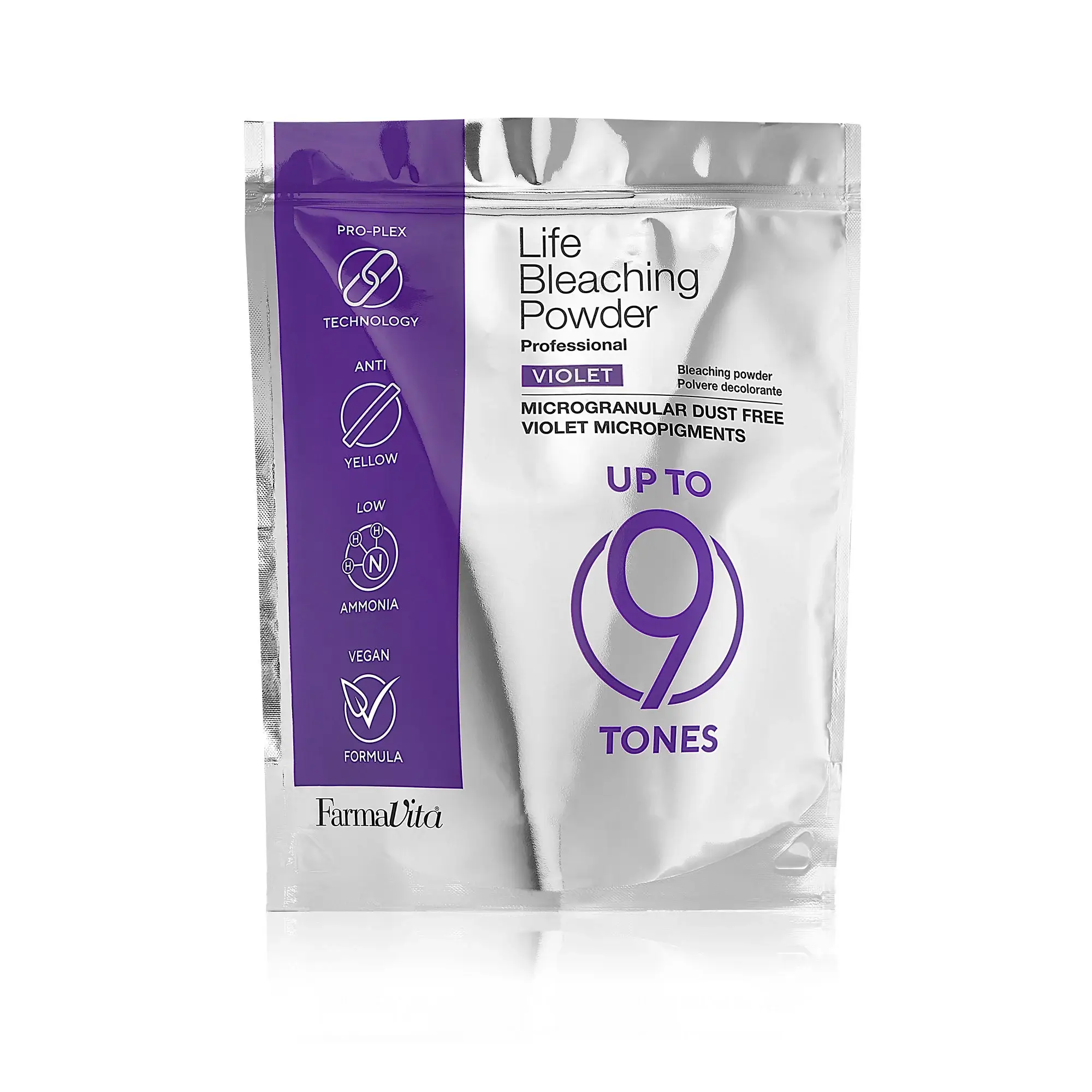 FarmaVita Life Bleaching Powder Violet Фиолетовый обесцвечивающий порошок антижёлтый до 9 уровней