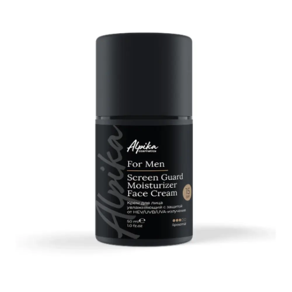 For Men Крем увлажняющий для мужской кожи с защитой от HEV UVB UVA излучения Screen Guard Moisturizer Face Cream SPF15 Alpika