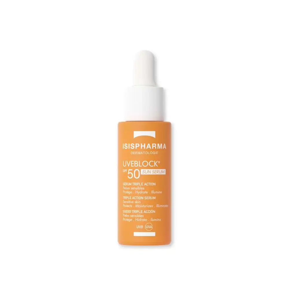 UVEBLOCK Sun Serum SPF 50 Triple Action Сыворотка солнцезащитная увлажняющая для сияния кожи IsisPharma