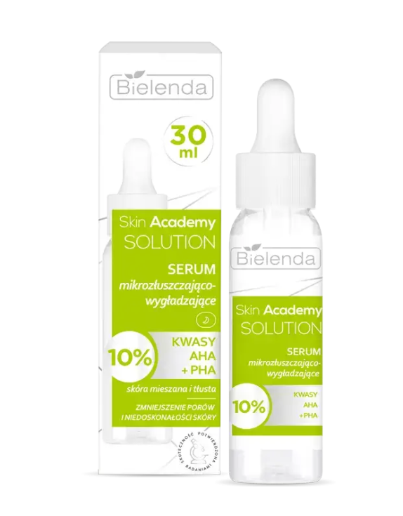 BIELENDA Микроотшелушивающая и разглаживающая сыворотка VITAMIN B3, PHA, AHA ACIDS SKIN ACADEMY SOLUTION