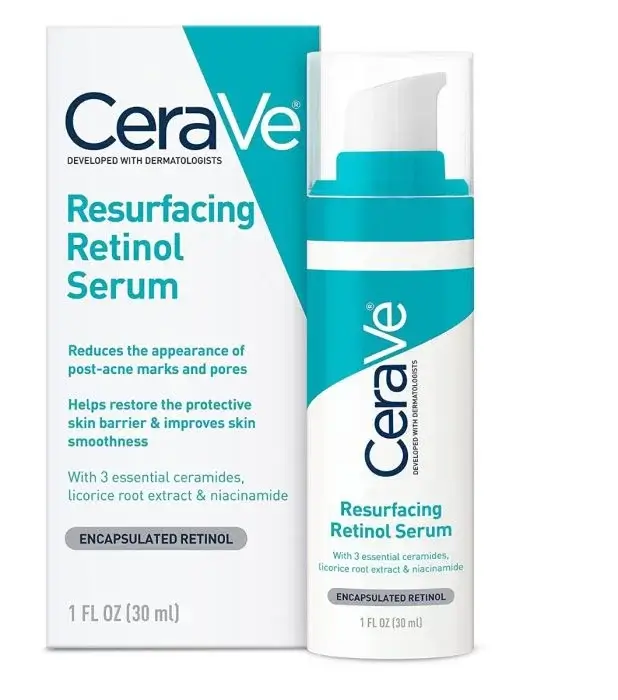 Cerave Resurfacing Retinol Serum. Сыворотка восстанавливающая с керамидами и ниацинамидом и ретинолом для проблемной кожи для лица