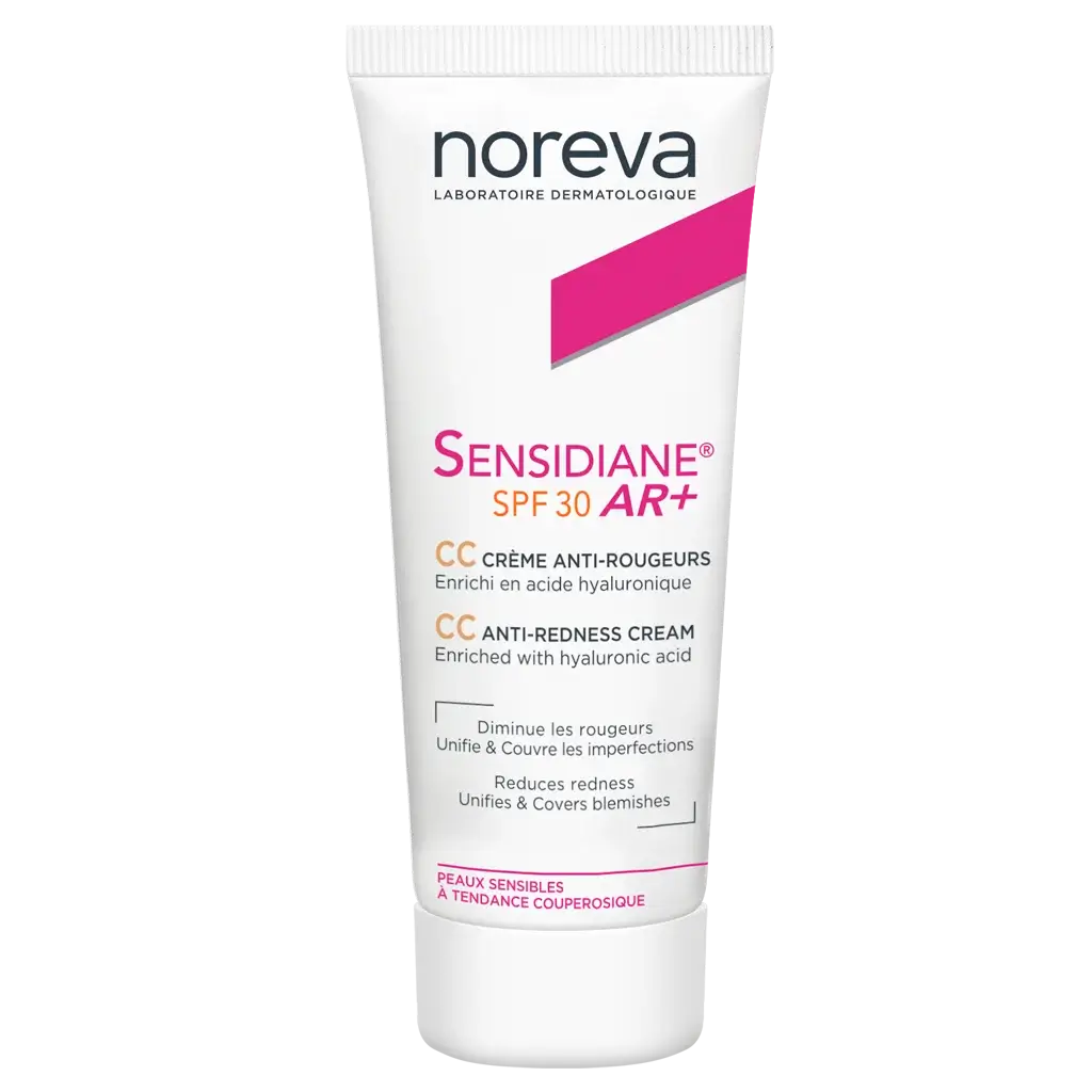 Noreva Sensidiane AR CC Крем SPF 30 от покраснений успокаивающий от UVA и UVB для чувствительной кожи с розацеа, светлый тон