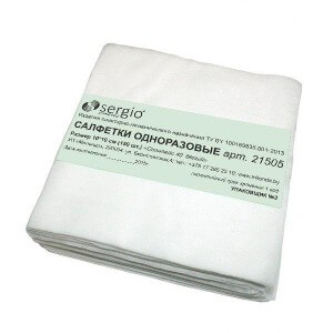 Салфетка одноразовая 40*40 40 г./м (50% вискоза+ хлопок/ 50% полиэфир) Sergio Салфетка одноразовая 40*40 40 г./м (50% вискоза+ хлопок/ 50% полиэфир) Sergio