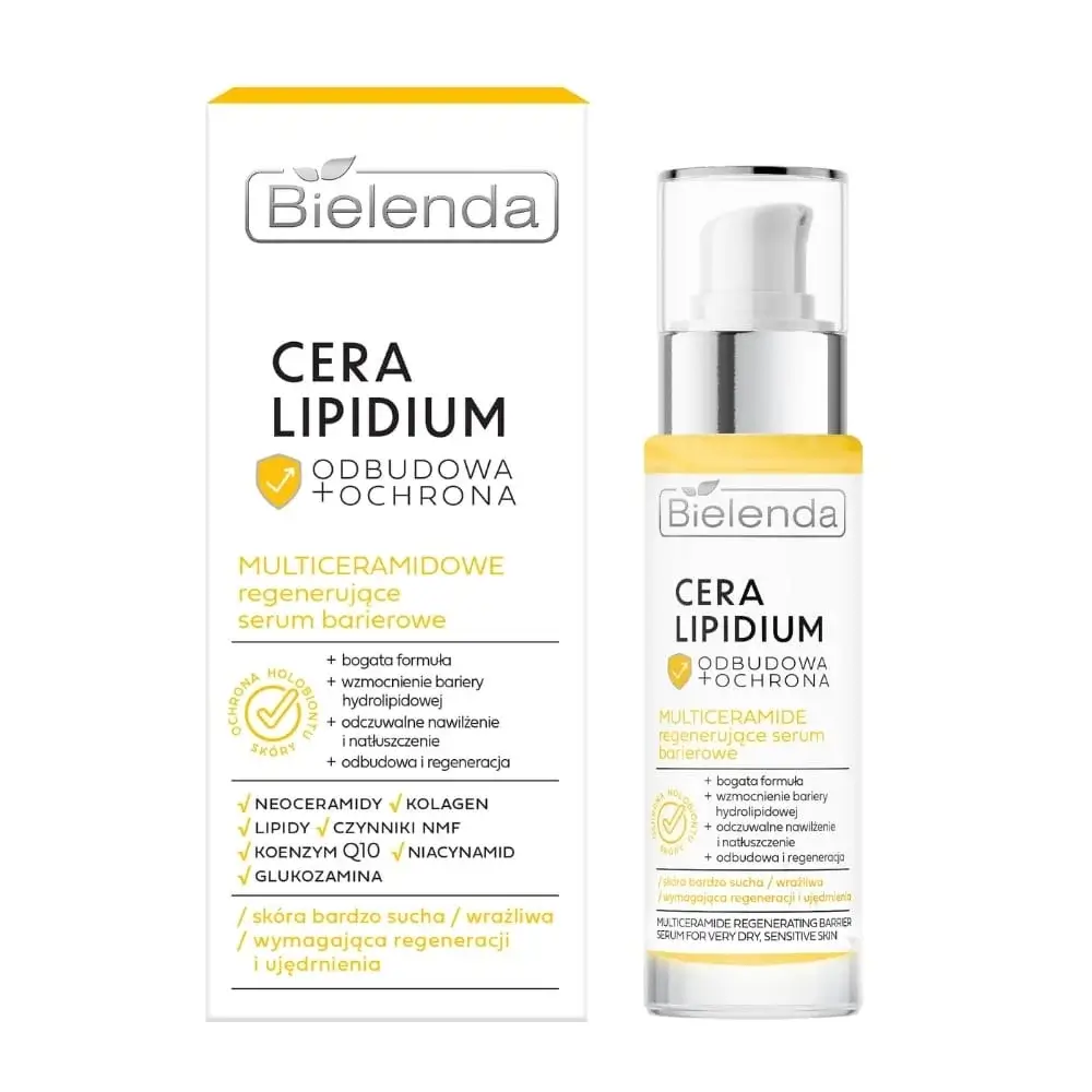 Восстанавливающая барьерная сывороткас керамидами для сухой чувствительной кожи лица. Bielenda Cera Lipidium Multiceramide Regenerating Barrier Serum