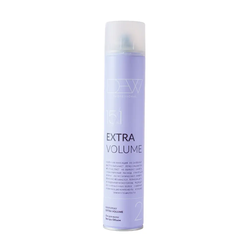 Лак для объема волос 15 в 1 Экстра объем. Hairspray Extra Volume Strong. DEW PROFESSIONAL