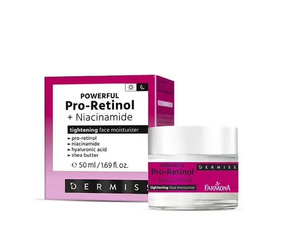 Увлажняющий и подтягивающий крем для лица с ретинолом и ниацинамидом. DERMISS Farmona