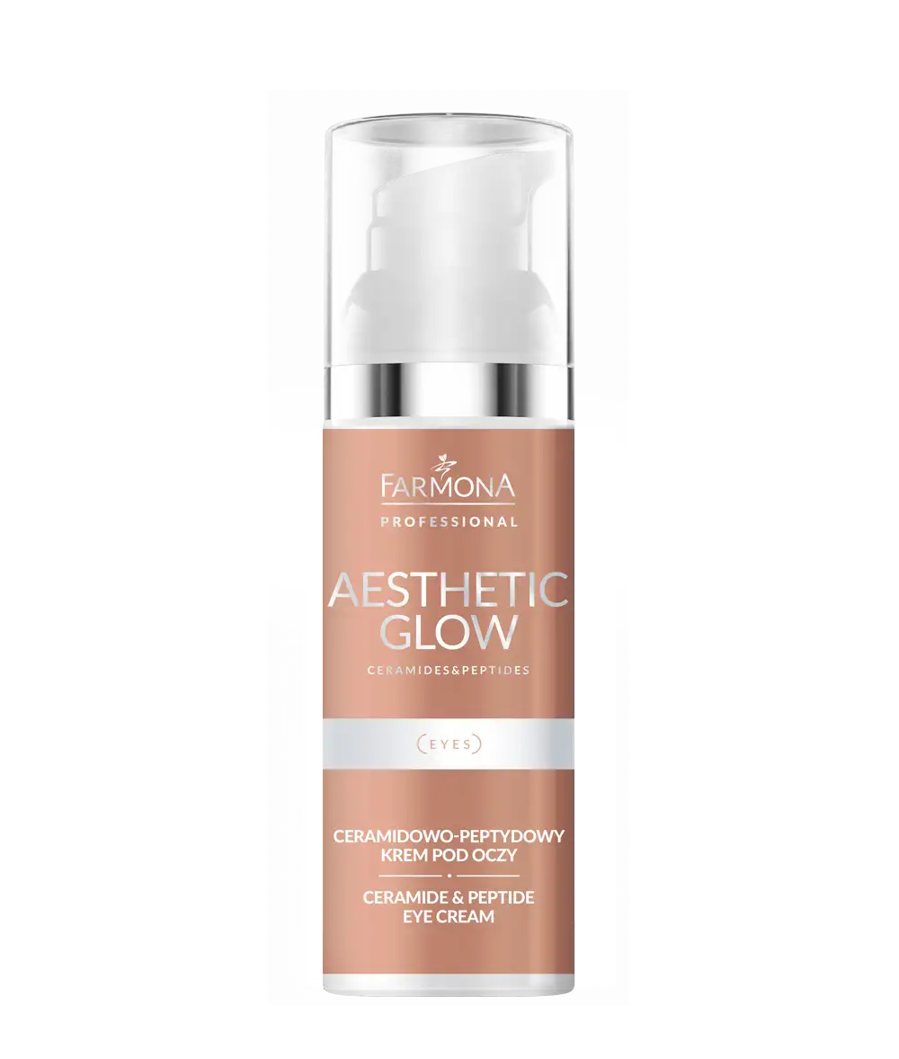 Крем для кожи вокруг глаз с пептидами и керамидами. Пептидный антивозрастной крем для глаз. Farmona Professional. AESTHETIC GLOW
