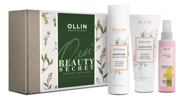 OLLIN Professional BioNika Набор Питание и блеск Оллин Бионика (шампунь, кондиционер и сыворотка)