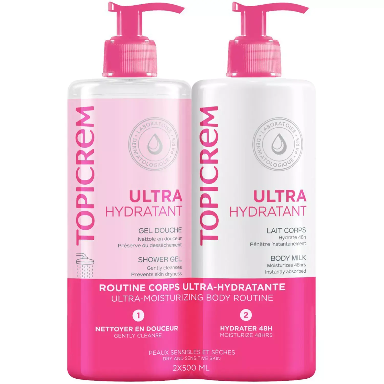 Топикрем Набор, Topicrem Ультра - увлажнение для чувствительной и сухой кожи, (молочко для тела, 500 мл, ультра-увлажняющий гель для душа, 500 мл) Топикрем Набор, Topicrem Ультра - увлажнение для чувствительной и сухой кожи, (молочко для тела, 500 мл, ультра-увлажняющий гель для душа, 500 мл)