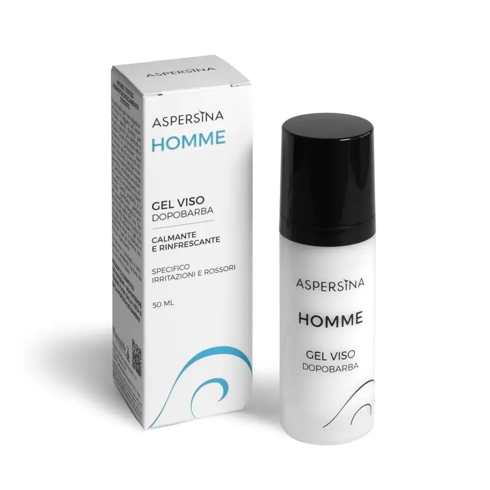 ASPERSINA HOMME GEL VISO Успокаивающий мужской гель после бритья, для чувствительной кожи, успокаивающий, освежающий с муцином улитки и гиалуроновой кислотой