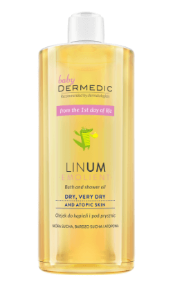 Товар Dermedic EMOLIENT LINUM BABY масло для ванны и душа для детей Товар Dermedic EMOLIENT LINUM BABY масло для ванны и душа для детей