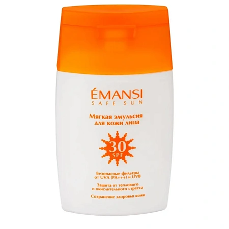 Мягкая солнцезащитная эмульсия для кожи лица SPF 30 c защитой от UV-лучей Мягкая солнцезащитная эмульсия для кожи лица SPF 30 c защитой от UV-лучей