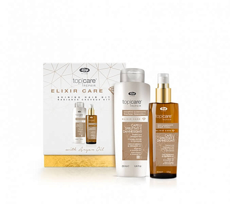 Lisap Top Care Набор для восстановления волос Repair Elixir Care, Шампунь для сияния истощенных волос, 250 мл + Масло, 150 мл Lisap Top Care Набор для восстановления волос Repair Elixir Care, Шампунь для сияния истощенных волос, 250 мл + Масло, 150 мл