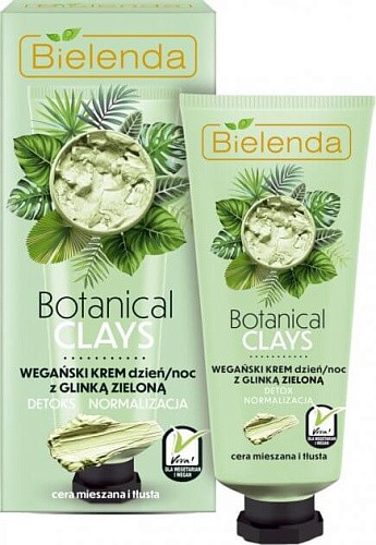 Крем для лица с зеленой глиной для жирной и комбинированной кожи Bielenda Botanical Clays Vegan Cream 