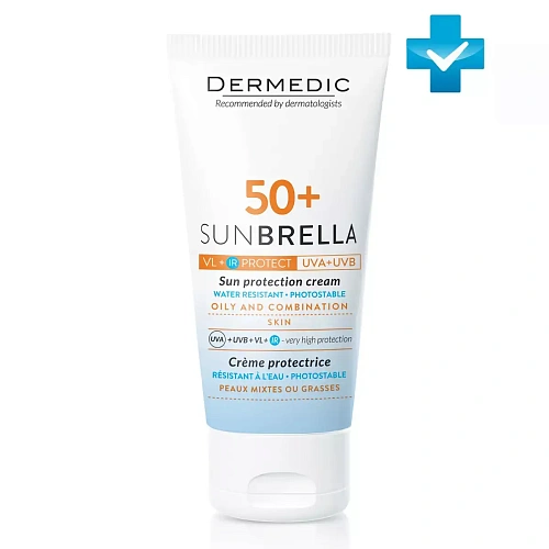 Товар Dermedic Sunbrella Солнцезащитный Ультралегкий крем SPF 50 + для жирной и комбинированной кожи Дермедик Кремы Товар Dermedic Sunbrella Солнцезащитный Ультралегкий крем SPF 50 + для жирной и комбинированной кожи Дермедик Кремы