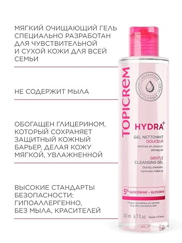 Товар TOPICREM HYDRA Мягкий нежный очищающий гель Топикрем Cleansing Gel Шампунь Товар TOPICREM HYDRA Мягкий нежный очищающий гель Топикрем Cleansing Gel Шампунь