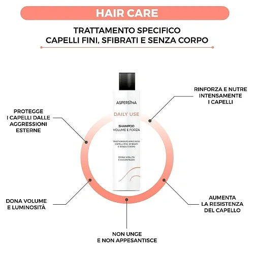 Товар ASPERSINA DAILY USE SHAMPOO VOLUME E FORZA Укрепляющий шампунь для объема тонких и ломких волос с муцином улитки, кератином и гиалуроновой кислотой Шампунь Товар ASPERSINA DAILY USE SHAMPOO VOLUME E FORZA Укрепляющий шампунь для объема тонких и ломких волос с муцином улитки, кератином и гиалуроновой кислотой Шампунь
