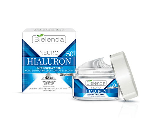 Увлажняющий крем против морщин подтягивающий 50 + с Гиалуроновой кислотой дневной ночной Bielenda Neuro Hydrating Cream