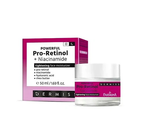 Товар Увлажняющий и подтягивающий крем для лица с ретинолом и ниацинамидом. DERMISS Farmona Кремы Товар Увлажняющий и подтягивающий крем для лица с ретинолом и ниацинамидом. DERMISS Farmona Кремы