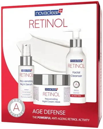 NovaClear Retinol Набор (средство очищающее, сыворотка ночная омолаживающая, крем-маска омолаживающая) NovaClear Retinol Набор (средство очищающее, сыворотка ночная омолаживающая, крем-маска омолаживающая)