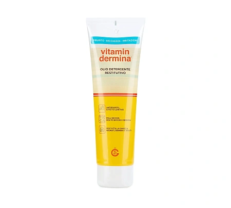 VitaminDermina, Масло очищающее для сухой кожи от зуда и ксероза для младенцев, детей и взрослых VitaminDermina, Масло очищающее для сухой кожи от зуда и ксероза для младенцев, детей и взрослых
