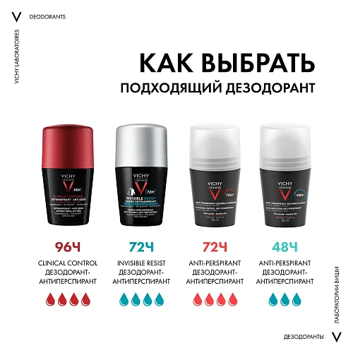 Товар Vichy Homme, Мужской шариковый дезодорант-антиперспирант Invisible, защита от пота 72 часа, Виши Товар Vichy Homme, Мужской шариковый дезодорант-антиперспирант Invisible, защита от пота 72 часа, Виши