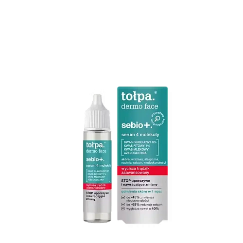 Товар Tolpa Dermo Face Sebio Сыворотка с 4 молекулами кислот гликолевой, фитиновой, молочной кислотами и азелоглицином Сыворотки Товар Tolpa Dermo Face Sebio Сыворотка с 4 молекулами кислот гликолевой, фитиновой, молочной кислотами и азелоглицином Сыворотки
