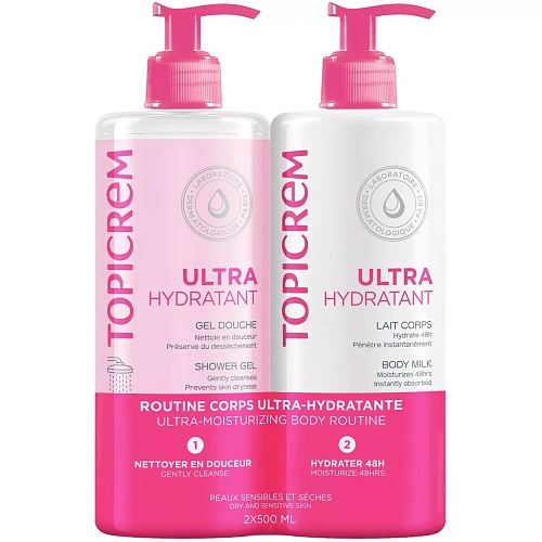 Топикрем Набор, Topicrem Ультра - увлажнение для чувствительной и сухой кожи, (молочко для тела, 500 мл, ультра-увлажняющий гель для душа, 500 мл) Топикрем Набор, Topicrem Ультра - увлажнение для чувствительной и сухой кожи, (молочко для тела, 500 мл, ультра-увлажняющий гель для душа, 500 мл)