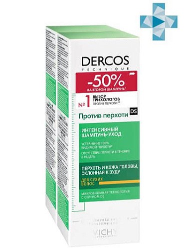 Товар VICHY DERCOS Шампунь уход от перхоти для нормальных и жирных волос Дуопак, скидка 50% на 2-й шампунь Шампунь Товар VICHY DERCOS Шампунь уход от перхоти для нормальных и жирных волос Дуопак, скидка 50% на 2-й шампунь Шампунь