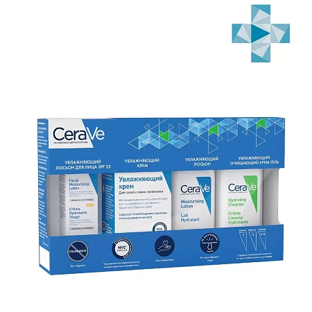 CeraVe Набор для увлажнения кожи ЦераВе. Крем для сухой кожи лица и тела 50мл+3 миниатюры в ПОДАРОК CeraVe Набор для увлажнения кожи ЦераВе. Крем для сухой кожи лица и тела 50мл+3 миниатюры в ПОДАРОК