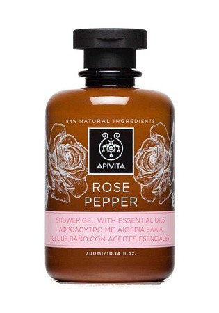 Гель для душа Роза и перец с эфирными маслами APIVITA Rose and Pepper shower gel Гель для душа Роза и перец с эфирными маслами APIVITA Rose and Pepper shower gel