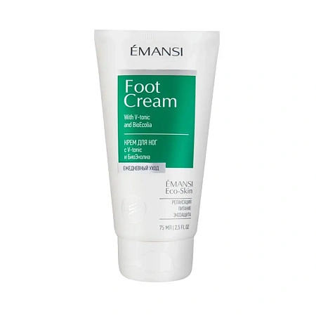 Товар Крем для ног венотонизирующий релаксация, питание, экозащита с V-tonic и с БиоЭколией Emansi Товар Крем для ног венотонизирующий релаксация, питание, экозащита с V-tonic и с БиоЭколией Emansi
